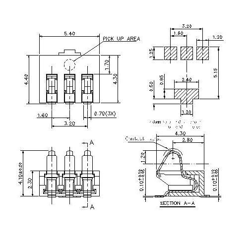ABT03-03LGXD 3 Circuit  Battery  Connector 1.6 Centers