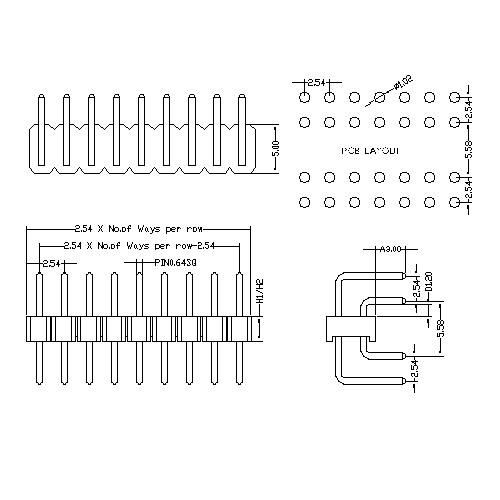 2.54 mm Pin Header Dual Row Angle C Type PHEU03-XXD