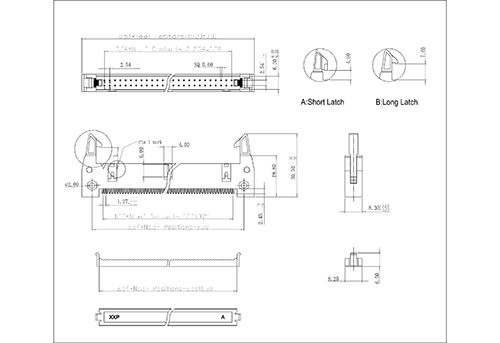 LHDI02 2.54mm Ejector Header IDC Type Without Mounting Ears