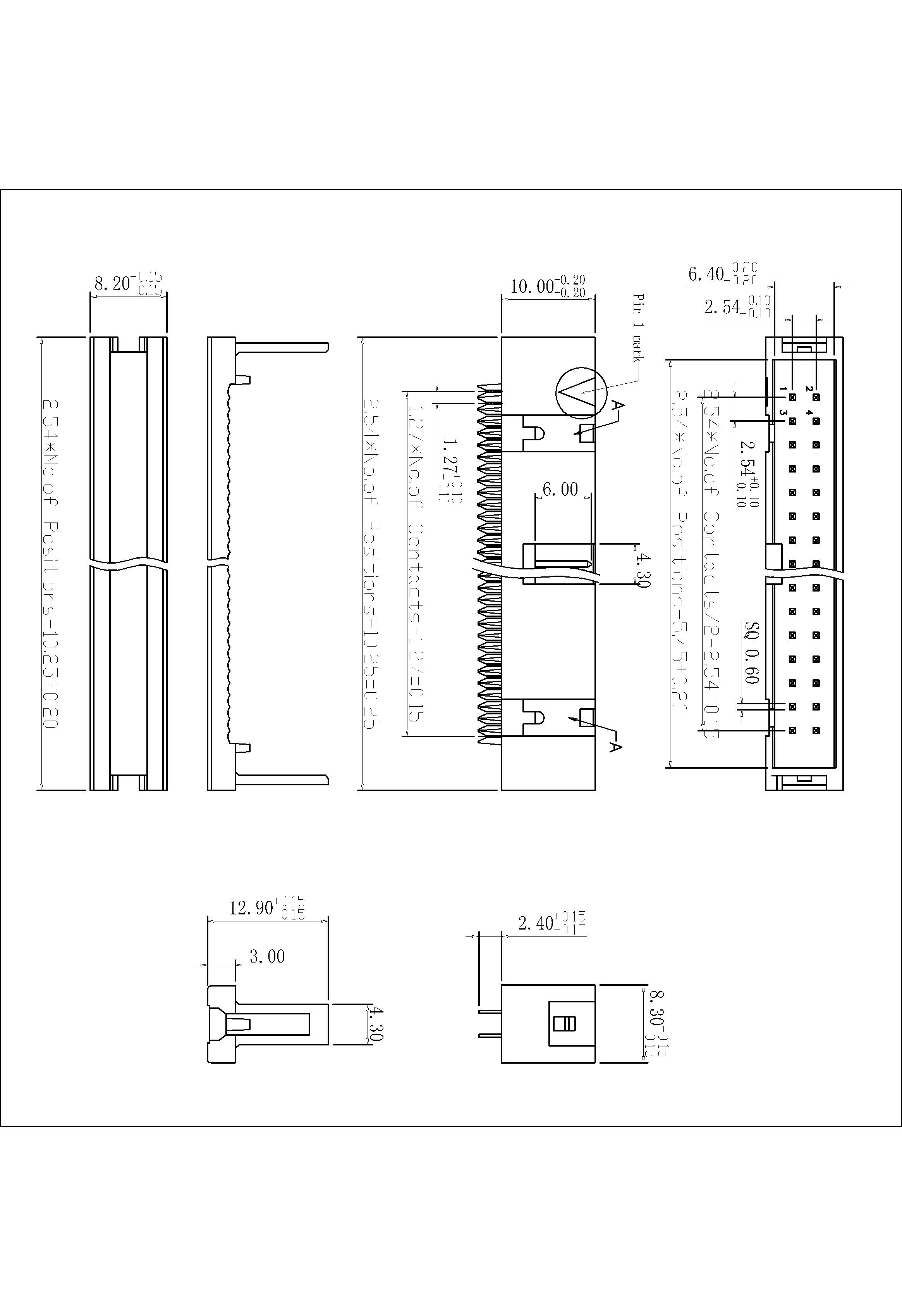 BHDI02 2.54mm Box Header IDC Type Without Mounting Ears BHDI02 2.54mm Box Header IDC Type Without Mounting Ears