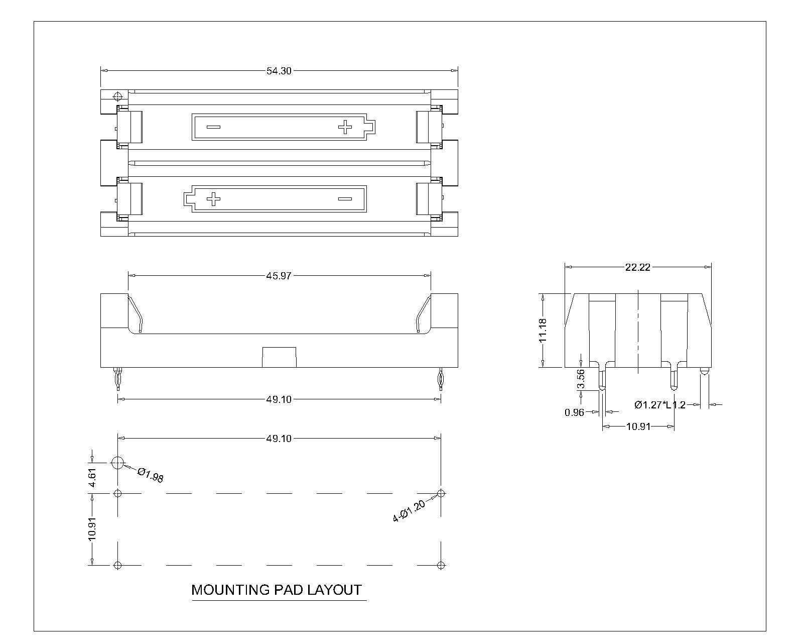 BBC-S-SN-A-2AAA-023 DOUL AAA BATTERY HOLDER THM