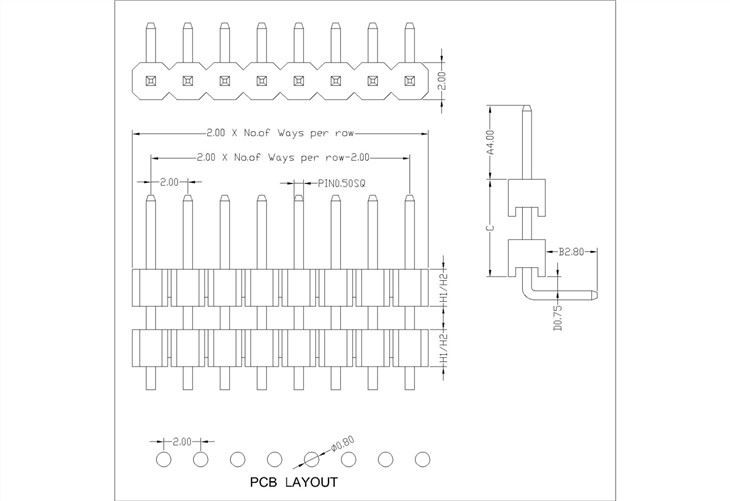 2.00mm Pin Header Single Row Double Plastic Connectors