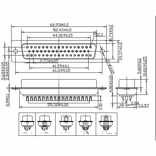 50Pin Solder Three Row D-SUB Connector